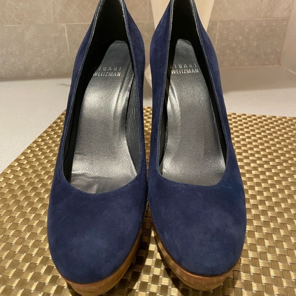Stuart Weizman navy suede platforms size 6.5 - Picture 5 of 10